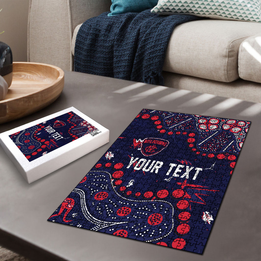 Personalized Melbourne Demons Puzzle Aboriginal Pattern with Graffiti Style