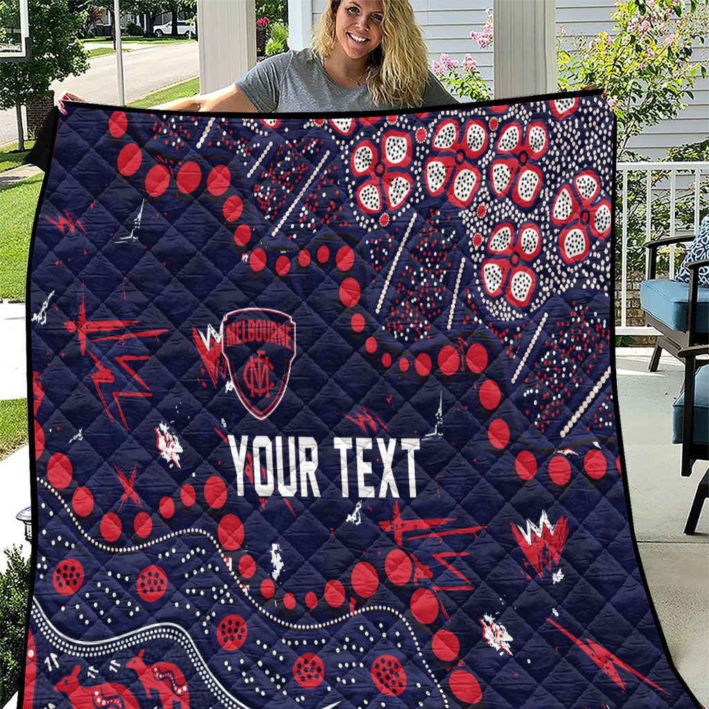 Personalized Melbourne Demons Quilt Aboriginal Pattern with Graffiti Style