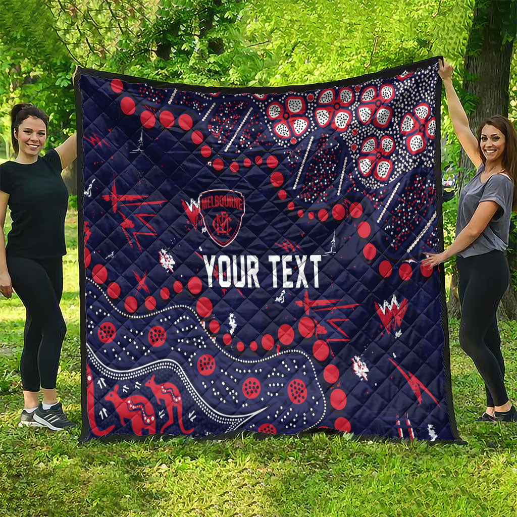 Personalized Melbourne Demons Quilt Aboriginal Pattern with Graffiti Style