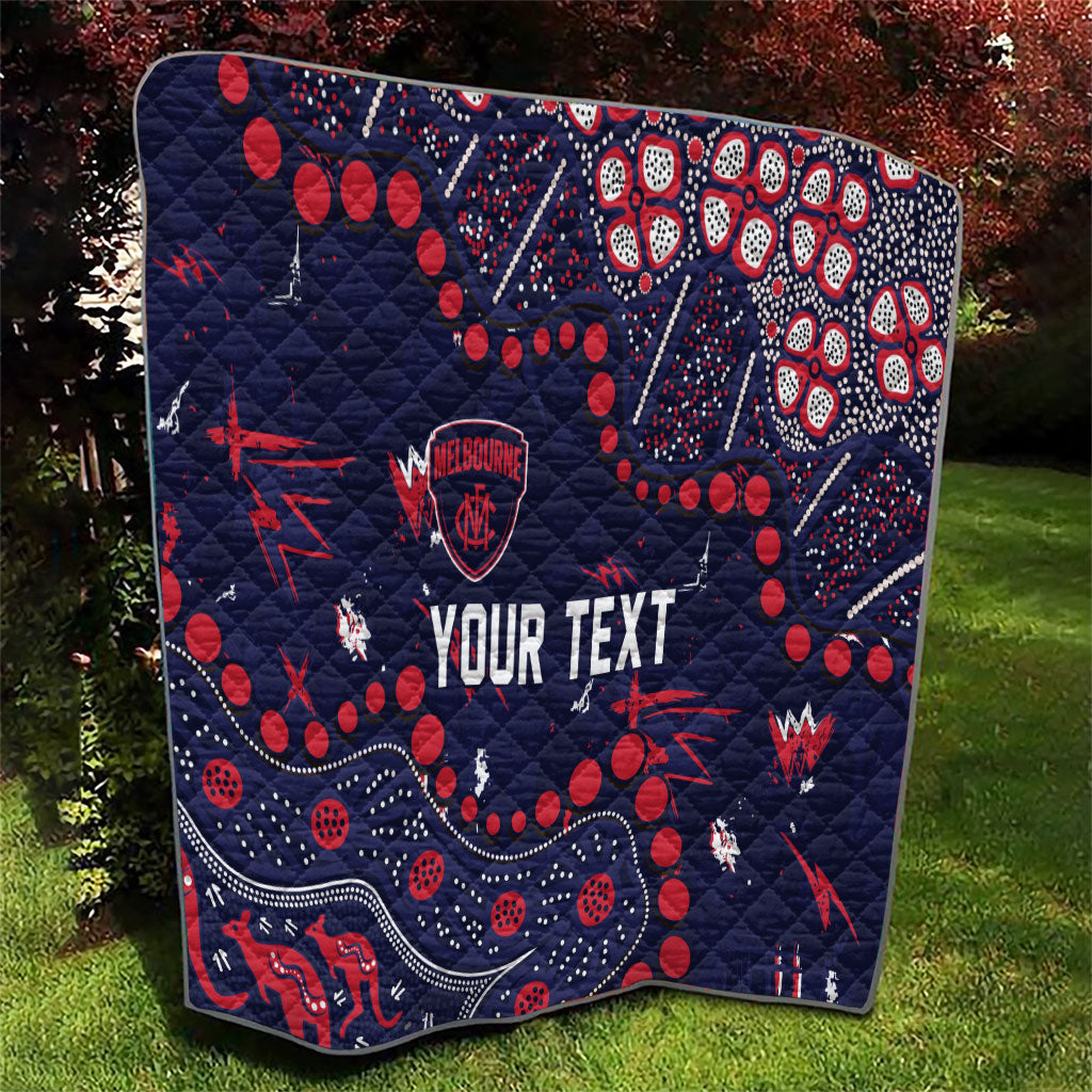 Personalized Melbourne Demons Quilt Aboriginal Pattern with Graffiti Style