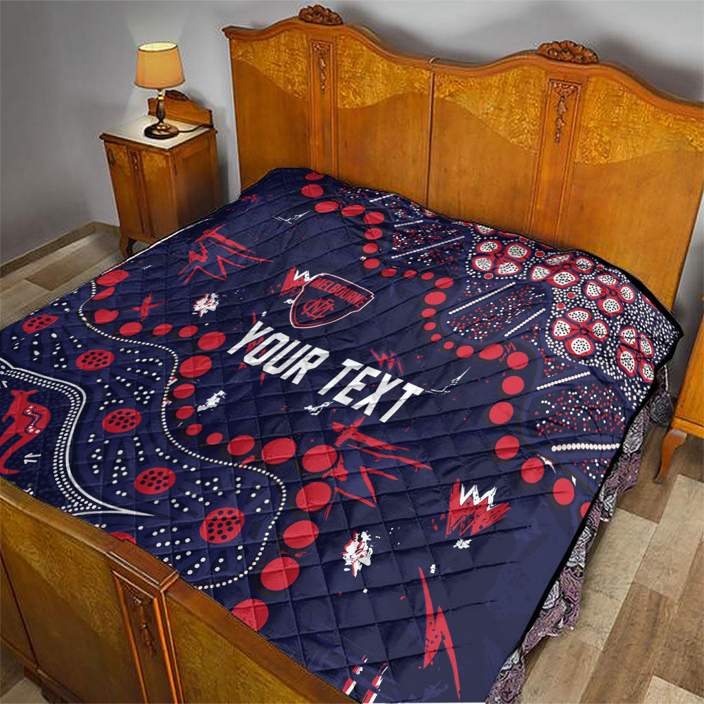 Personalized Melbourne Demons Quilt Aboriginal Pattern with Graffiti Style