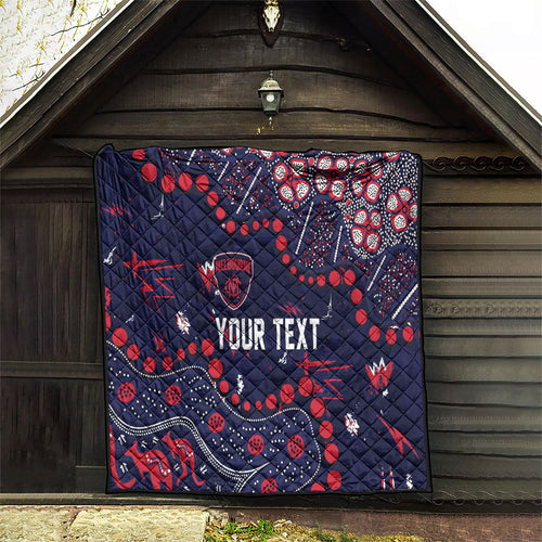 Personalized Melbourne Demons Quilt Aboriginal Pattern with Graffiti Style