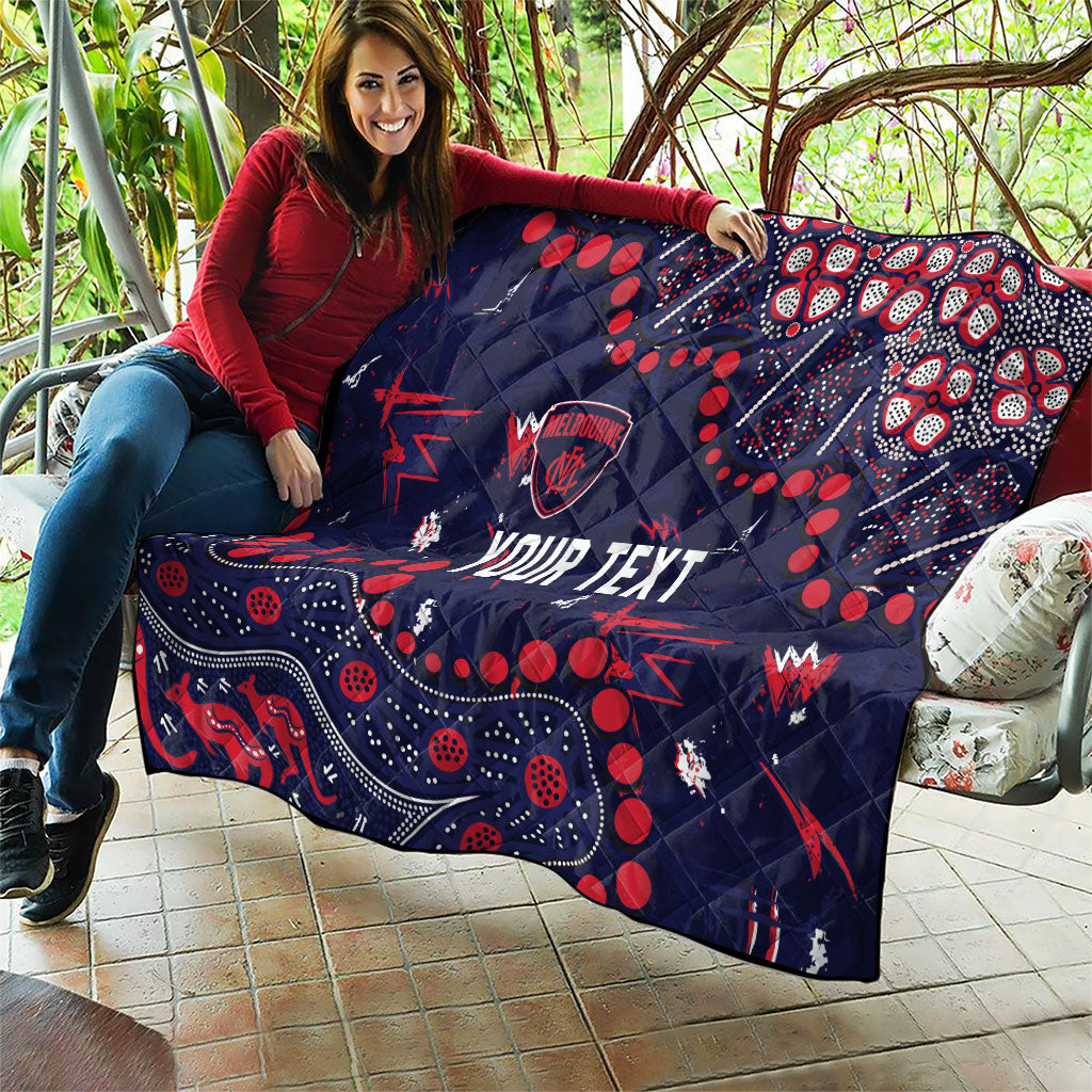Personalized Melbourne Demons Quilt Aboriginal Pattern with Graffiti Style