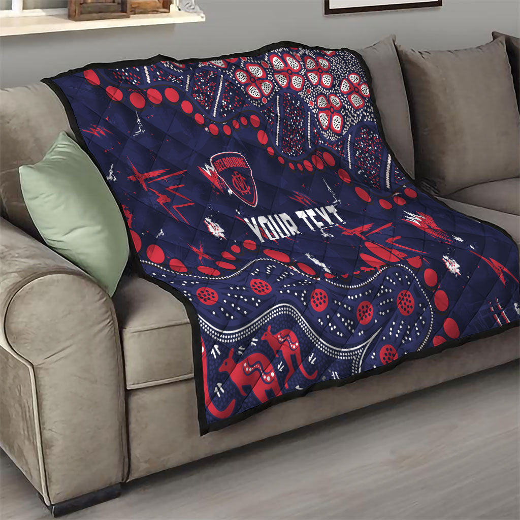 Personalized Melbourne Demons Quilt Aboriginal Pattern with Graffiti Style