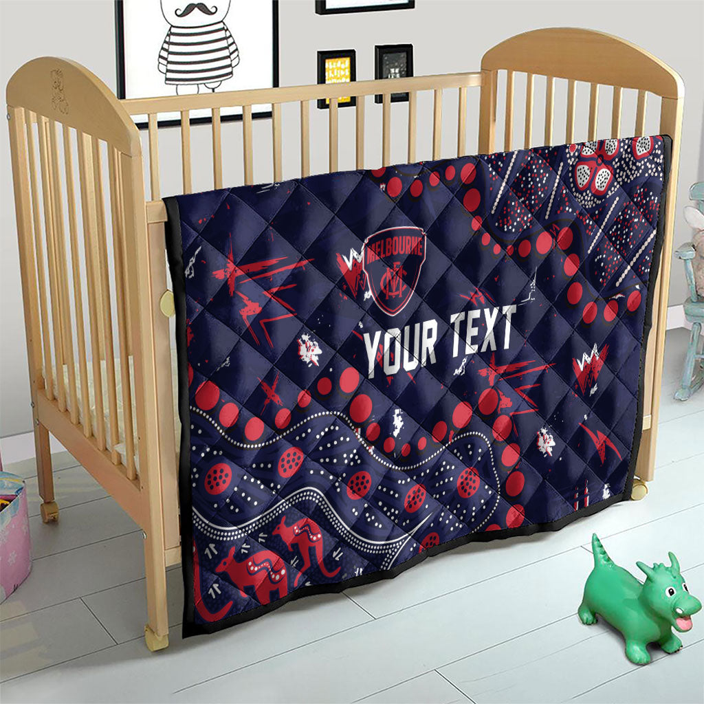 Personalized Melbourne Demons Quilt Aboriginal Pattern with Graffiti Style