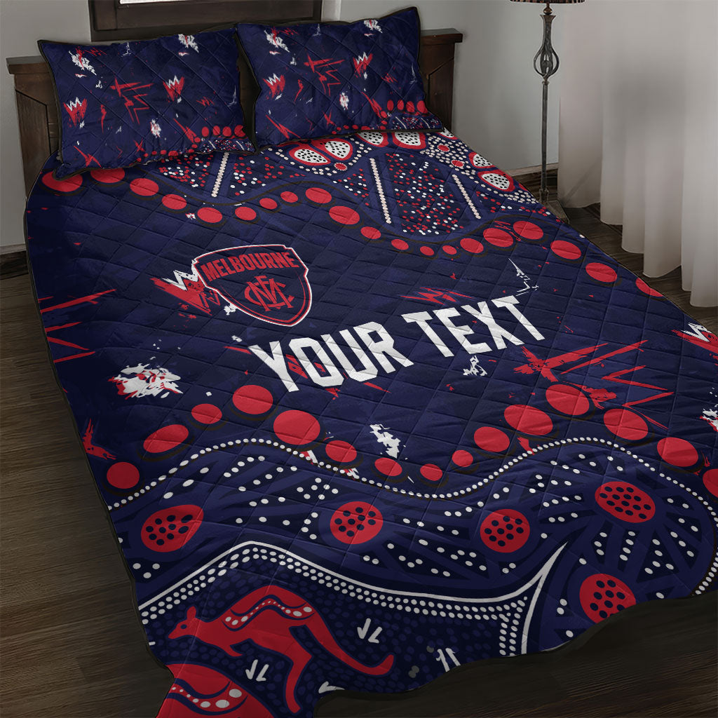 Personalized Melbourne Demons Quilt Bed Set Aboriginal Pattern with Graffiti Style