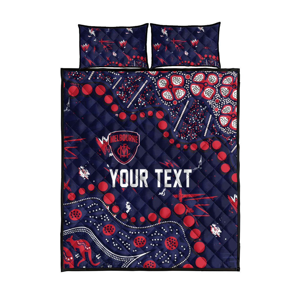 Personalized Melbourne Demons Quilt Bed Set Aboriginal Pattern with Graffiti Style