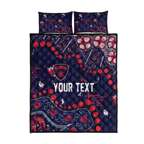 Personalized Melbourne Demons Quilt Bed Set Aboriginal Pattern with Graffiti Style