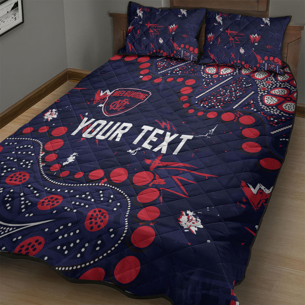 Personalized Melbourne Demons Quilt Bed Set Aboriginal Pattern with Graffiti Style