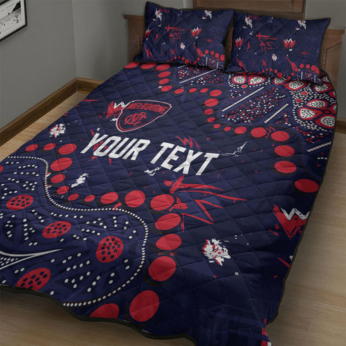 Personalized Melbourne Demons Quilt Bed Set Aboriginal Pattern with Graffiti Style