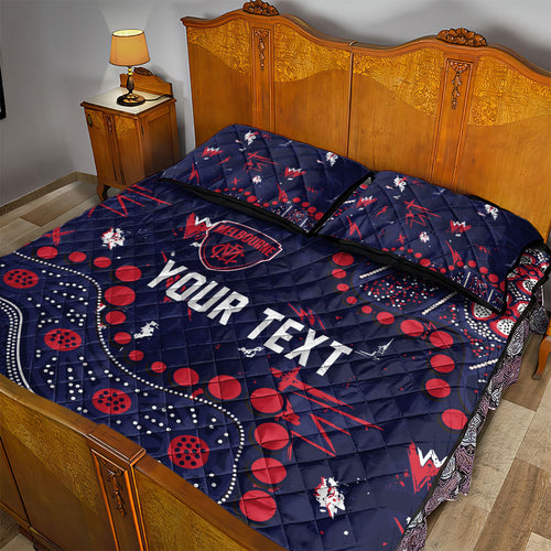 Personalized Melbourne Demons Quilt Bed Set Aboriginal Pattern with Graffiti Style