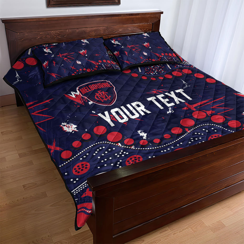 Personalized Melbourne Demons Quilt Bed Set Aboriginal Pattern with Graffiti Style