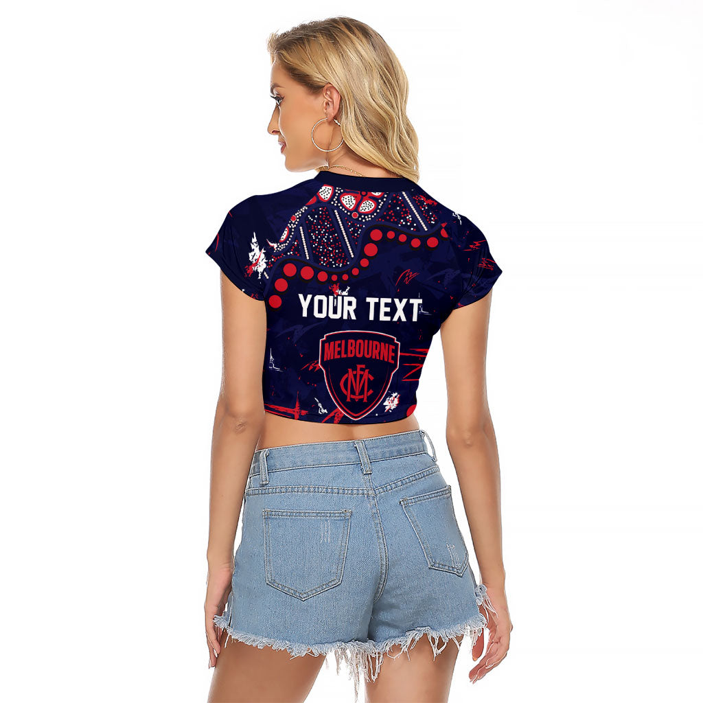 Personalized Melbourne Demons Raglan Cropped T Shirt Aboriginal Pattern with Graffiti Style