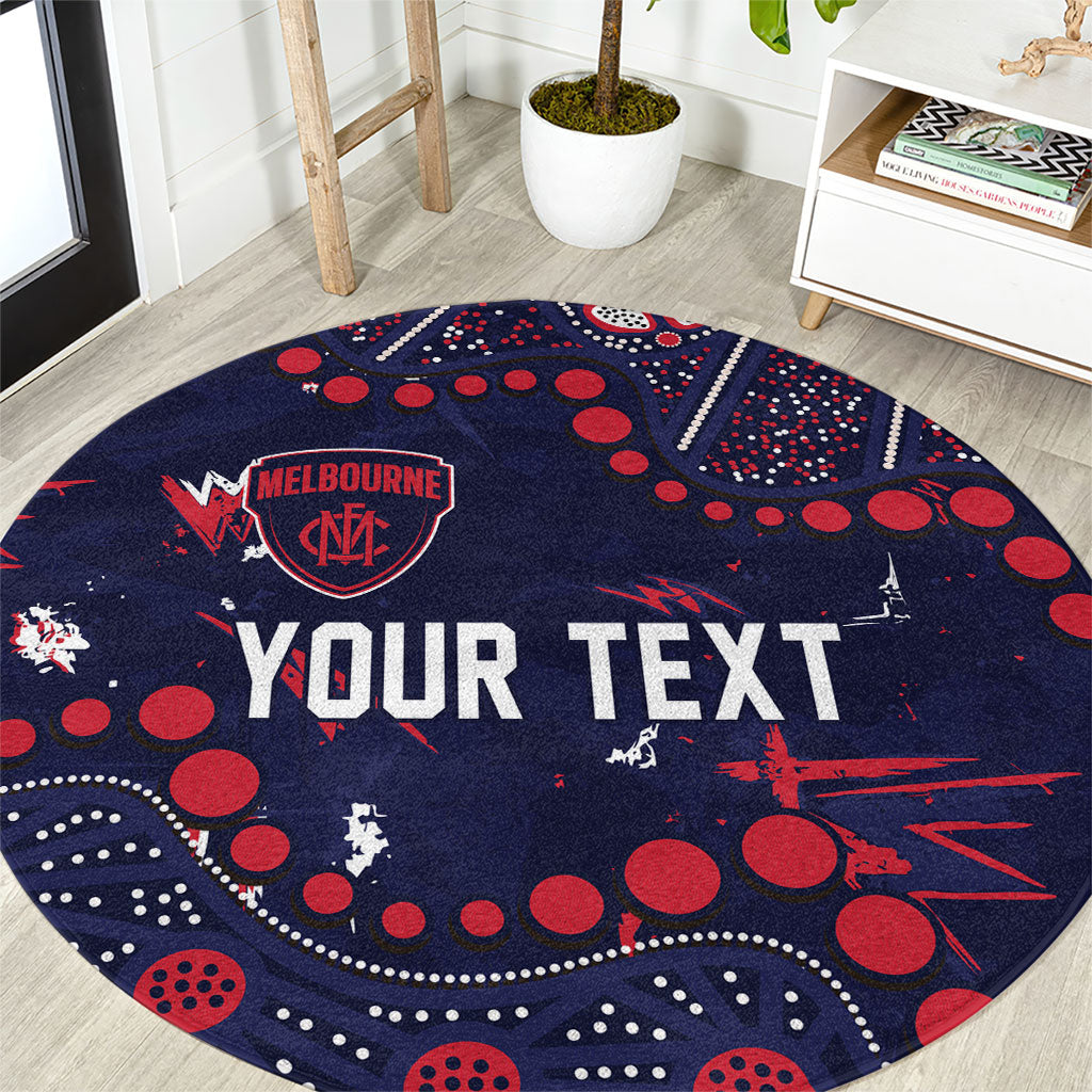 Personalized Melbourne Demons Round Carpet Aboriginal Pattern with Graffiti Style