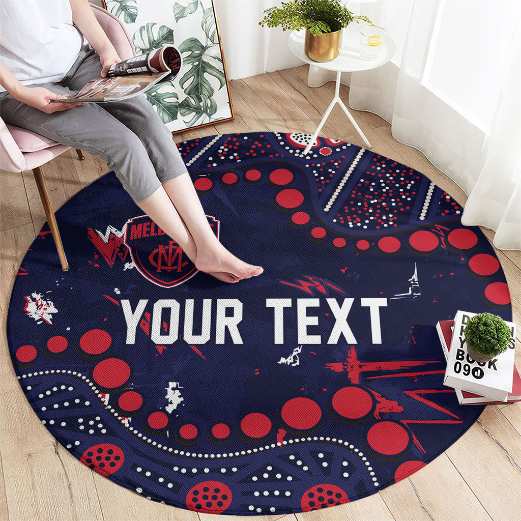 Personalized Melbourne Demons Round Carpet Aboriginal Pattern with Graffiti Style