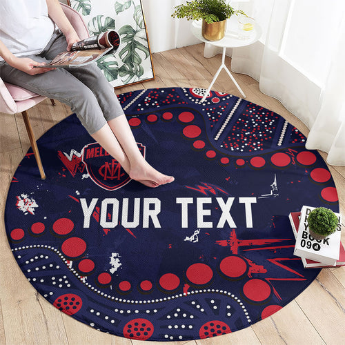 Personalized Melbourne Demons Round Carpet Aboriginal Pattern with Graffiti Style