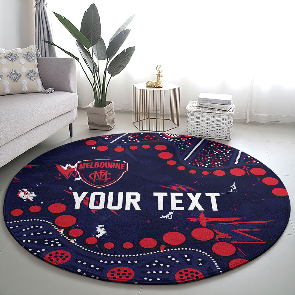Personalized Melbourne Demons Round Carpet Aboriginal Pattern with Graffiti Style