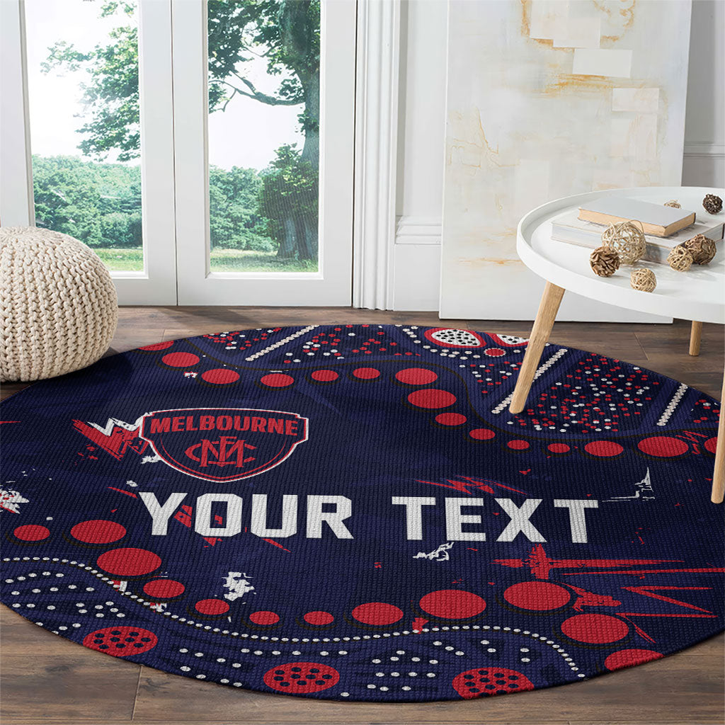 Personalized Melbourne Demons Round Carpet Aboriginal Pattern with Graffiti Style