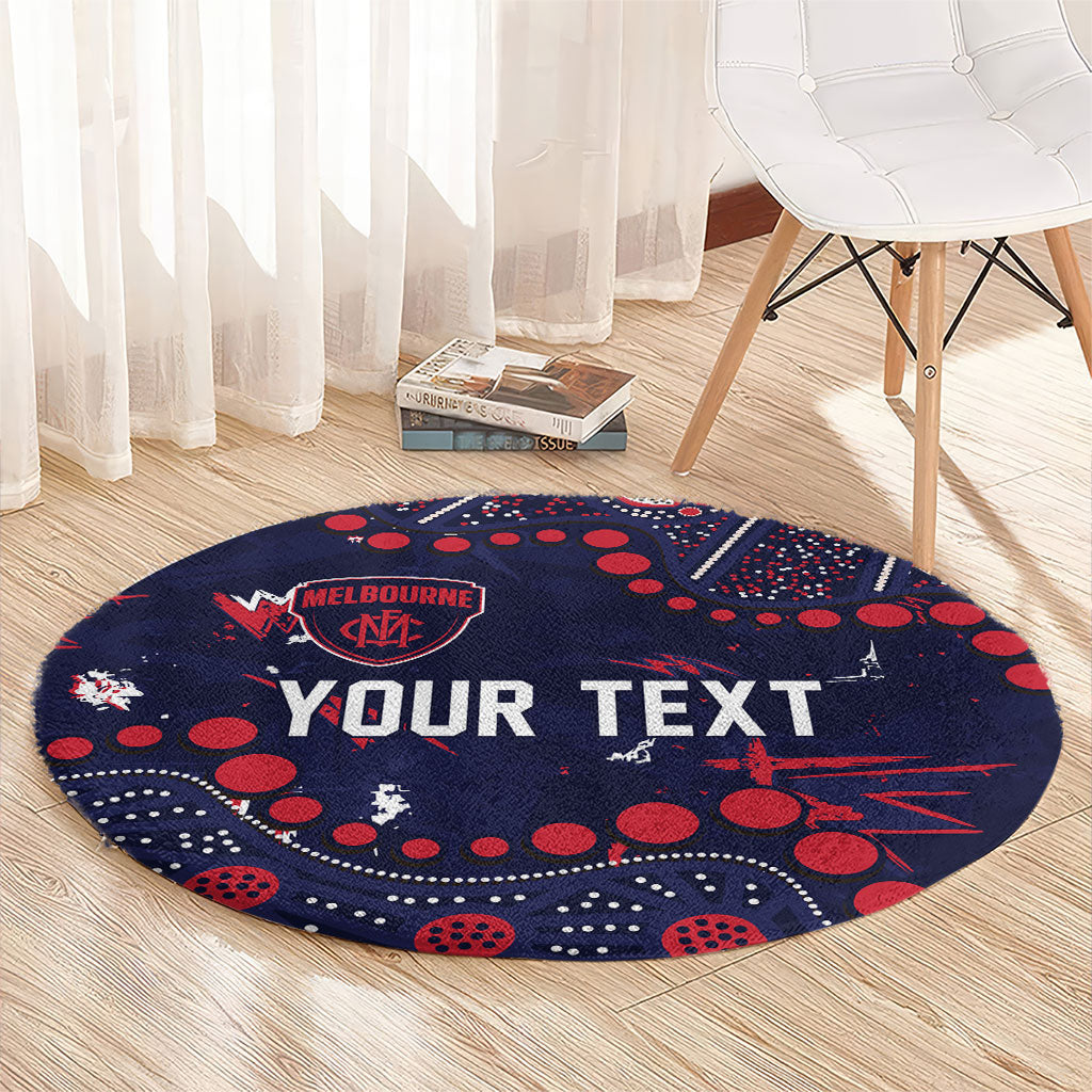 Personalized Melbourne Demons Round Carpet Aboriginal Pattern with Graffiti Style
