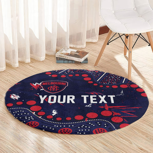 Personalized Melbourne Demons Round Carpet Aboriginal Pattern with Graffiti Style