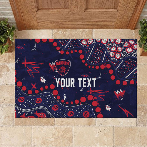 Personalized Melbourne Demons Rubber Doormat Aboriginal Pattern with Graffiti Style