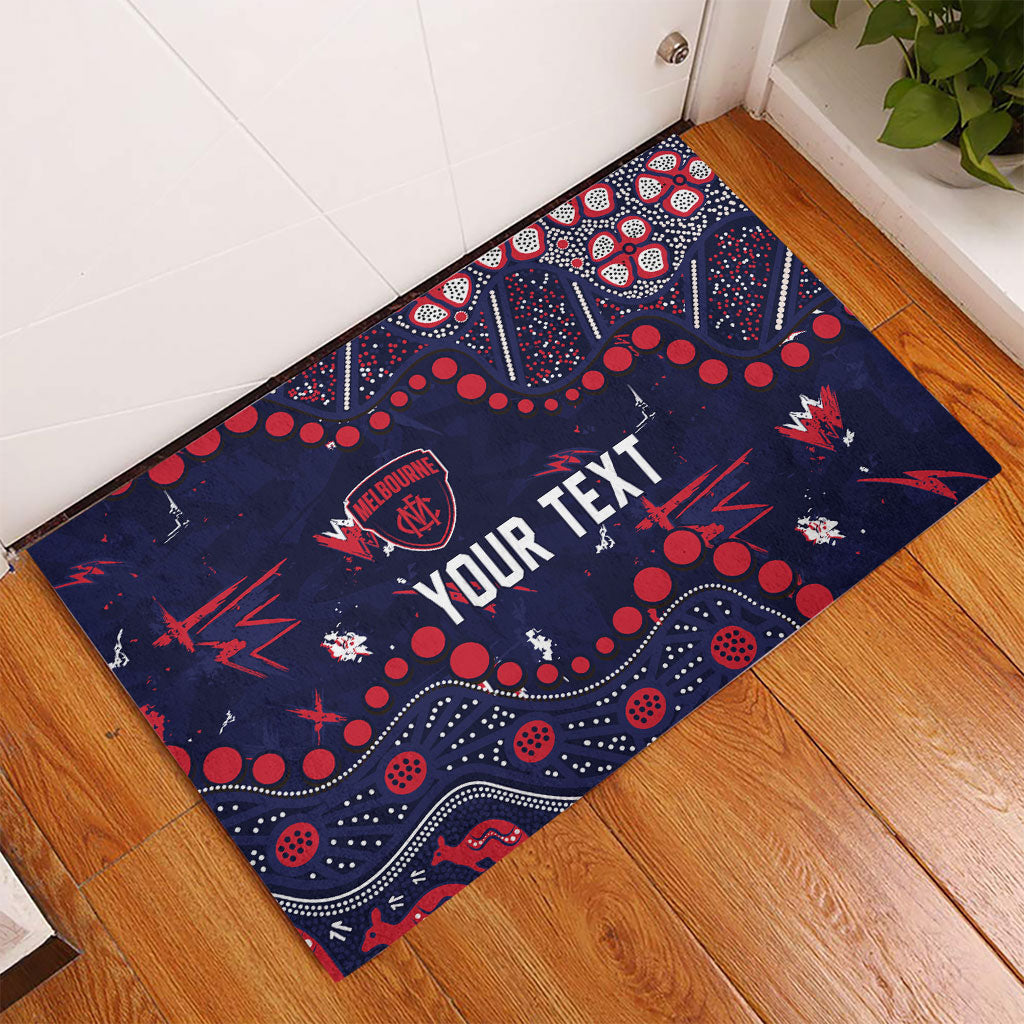 Personalized Melbourne Demons Rubber Doormat Aboriginal Pattern with Graffiti Style