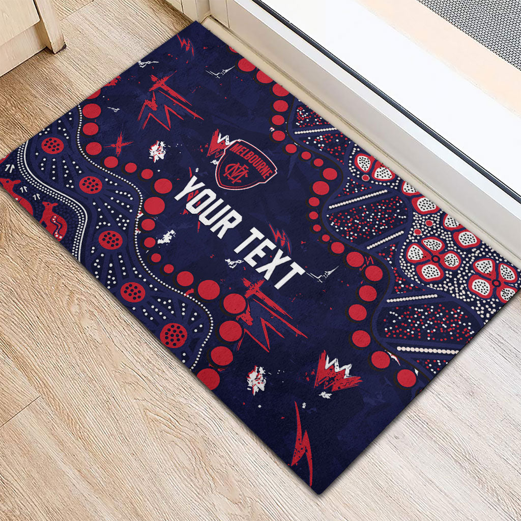 Personalized Melbourne Demons Rubber Doormat Aboriginal Pattern with Graffiti Style