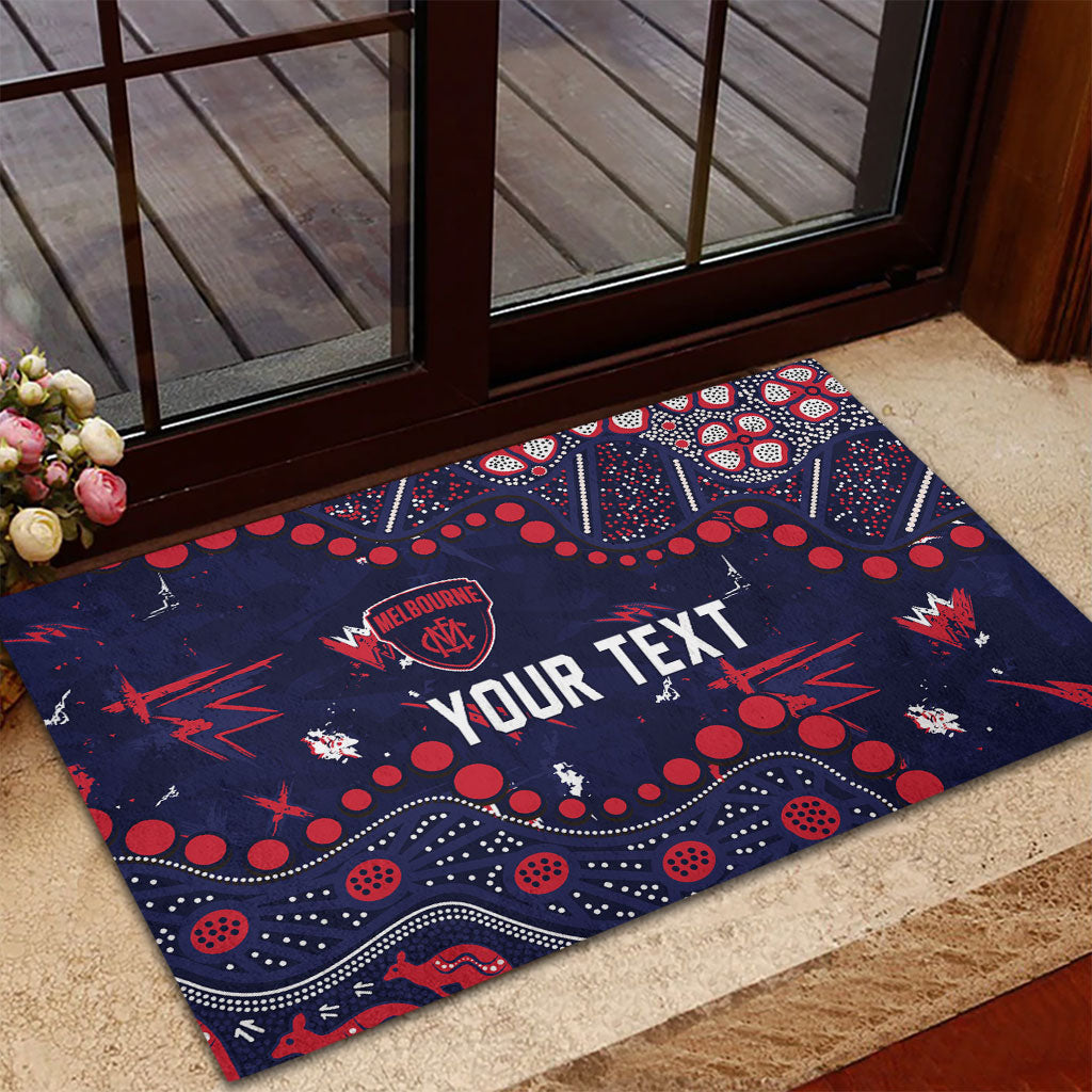 Personalized Melbourne Demons Rubber Doormat Aboriginal Pattern with Graffiti Style