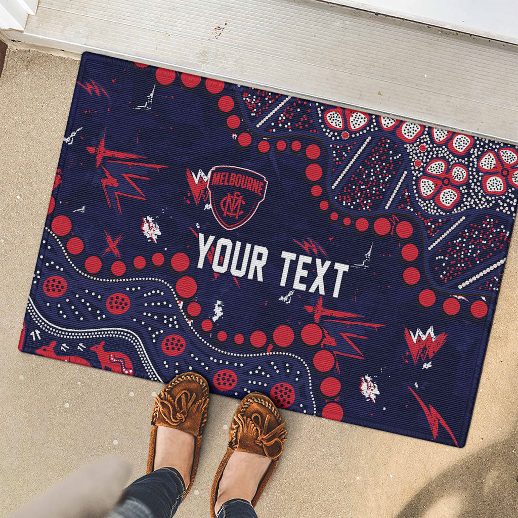 Personalized Melbourne Demons Rubber Doormat Aboriginal Pattern with Graffiti Style