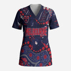 Personalized Melbourne Demons Scrub Top Aboriginal Pattern with Graffiti Style