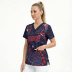Personalized Melbourne Demons Scrub Top Aboriginal Pattern with Graffiti Style