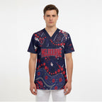 Personalized Melbourne Demons Scrub Top Aboriginal Pattern with Graffiti Style