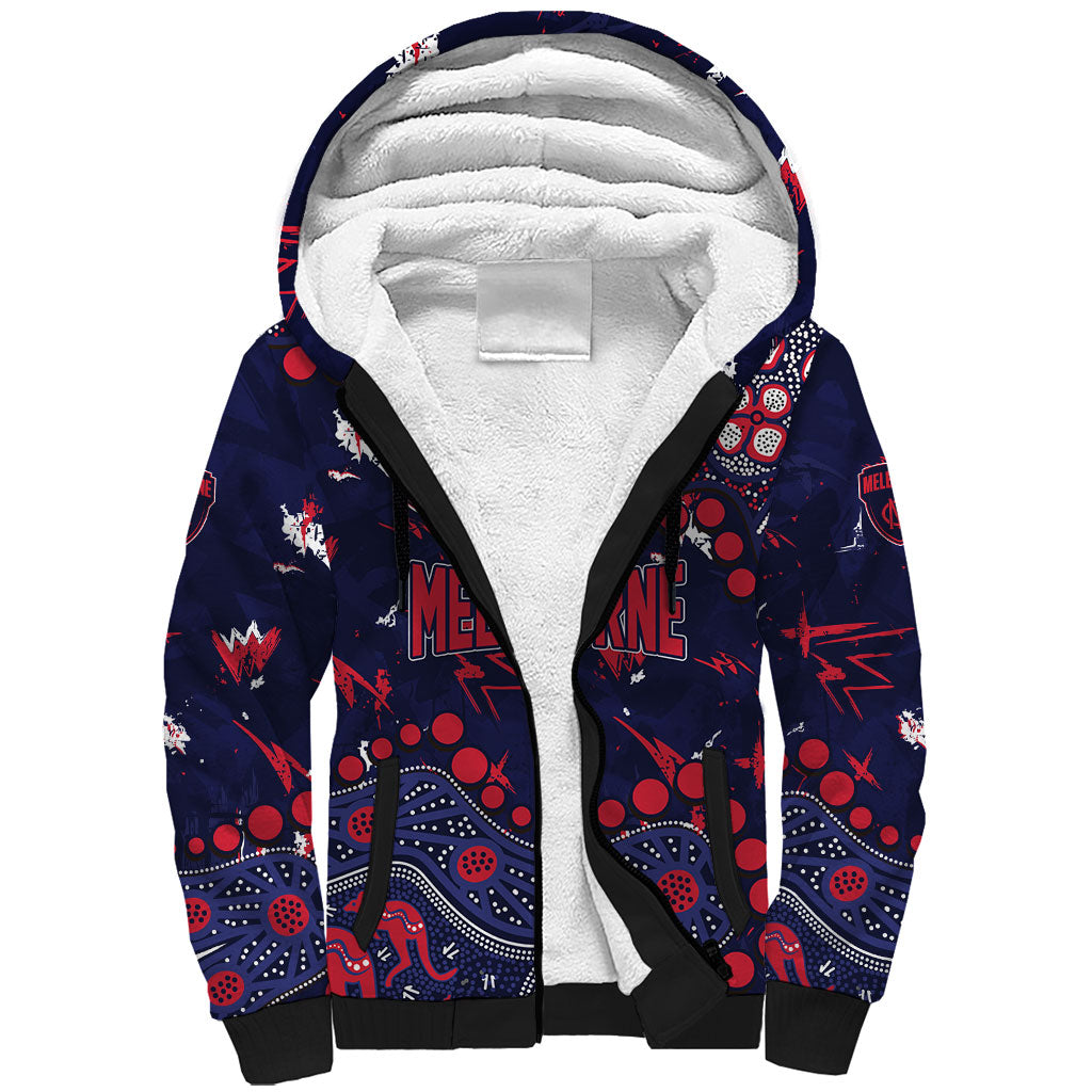 Personalized Melbourne Demons Sherpa Hoodie Aboriginal Pattern with Graffiti Style