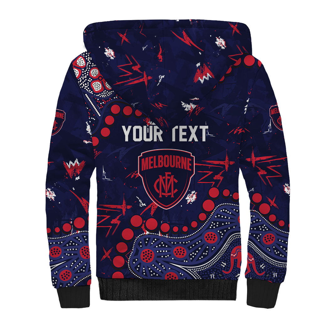 Personalized Melbourne Demons Sherpa Hoodie Aboriginal Pattern with Graffiti Style