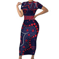 Personalized Melbourne Demons Short Sleeve Bodycon Dress Aboriginal Pattern with Graffiti Style