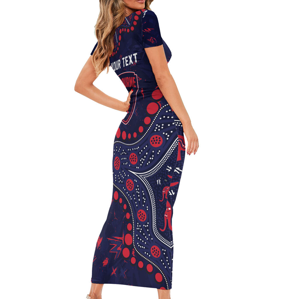 Personalized Melbourne Demons Short Sleeve Bodycon Dress Aboriginal Pattern with Graffiti Style