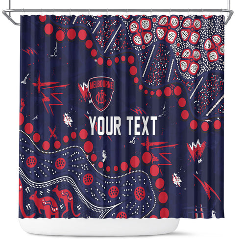 Personalized Melbourne Demons Shower Curtain Aboriginal Pattern with Graffiti Style