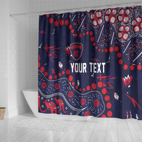 Personalized Melbourne Demons Shower Curtain Aboriginal Pattern with Graffiti Style
