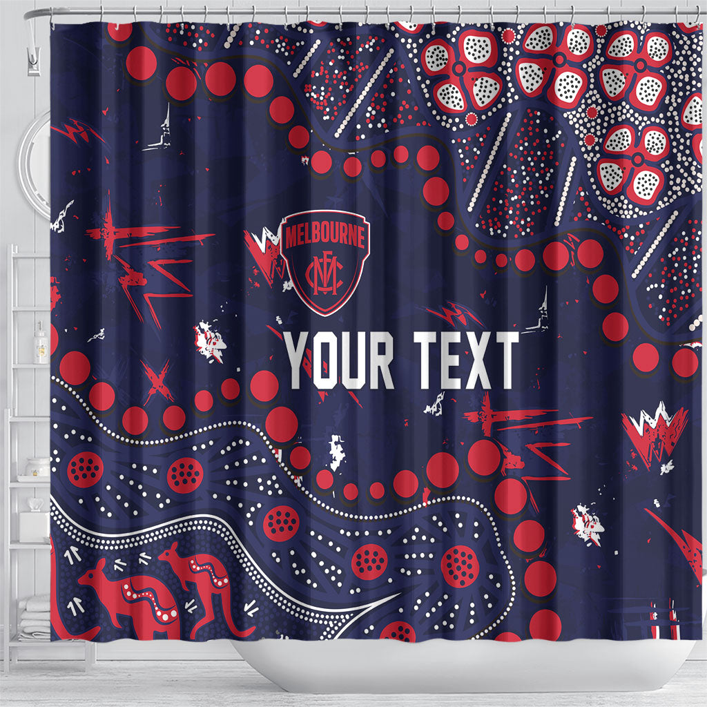 Personalized Melbourne Demons Shower Curtain Aboriginal Pattern with Graffiti Style