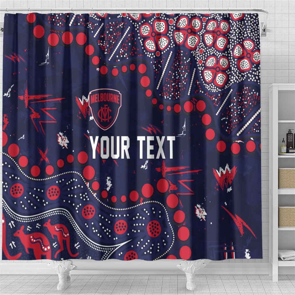 Personalized Melbourne Demons Shower Curtain Aboriginal Pattern with Graffiti Style