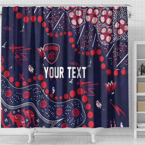 Personalized Melbourne Demons Shower Curtain Aboriginal Pattern with Graffiti Style