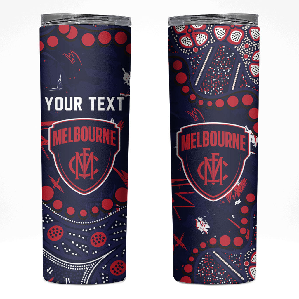 Personalized Melbourne Demons Skinny Tumbler Aboriginal Pattern with Graffiti Style