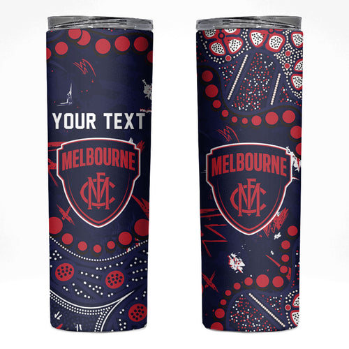 Personalized Melbourne Demons Skinny Tumbler Aboriginal Pattern with Graffiti Style