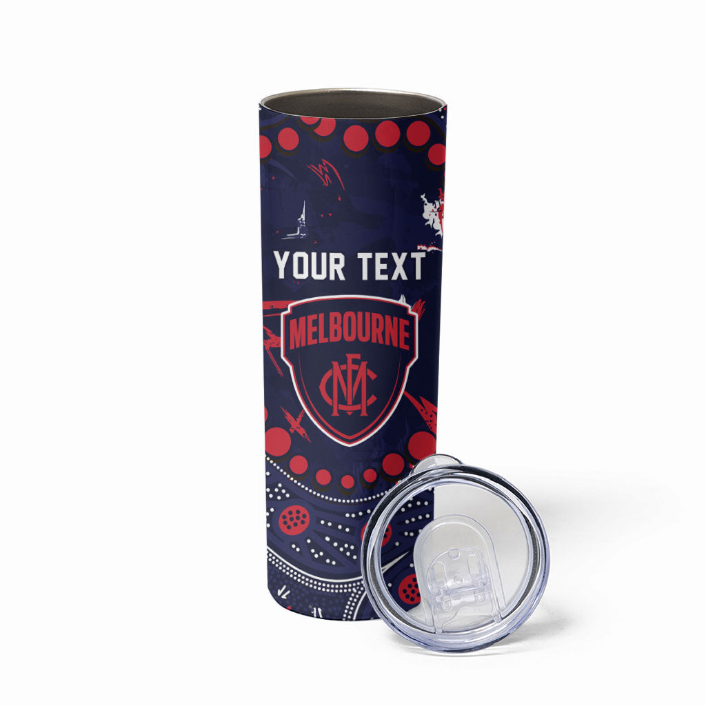 Personalized Melbourne Demons Skinny Tumbler Aboriginal Pattern with Graffiti Style