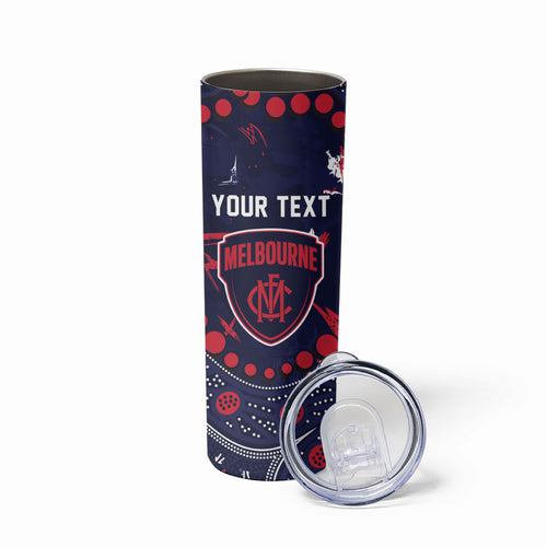 Personalized Melbourne Demons Skinny Tumbler Aboriginal Pattern with Graffiti Style