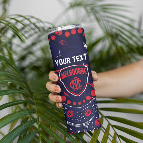 Personalized Melbourne Demons Skinny Tumbler Aboriginal Pattern with Graffiti Style