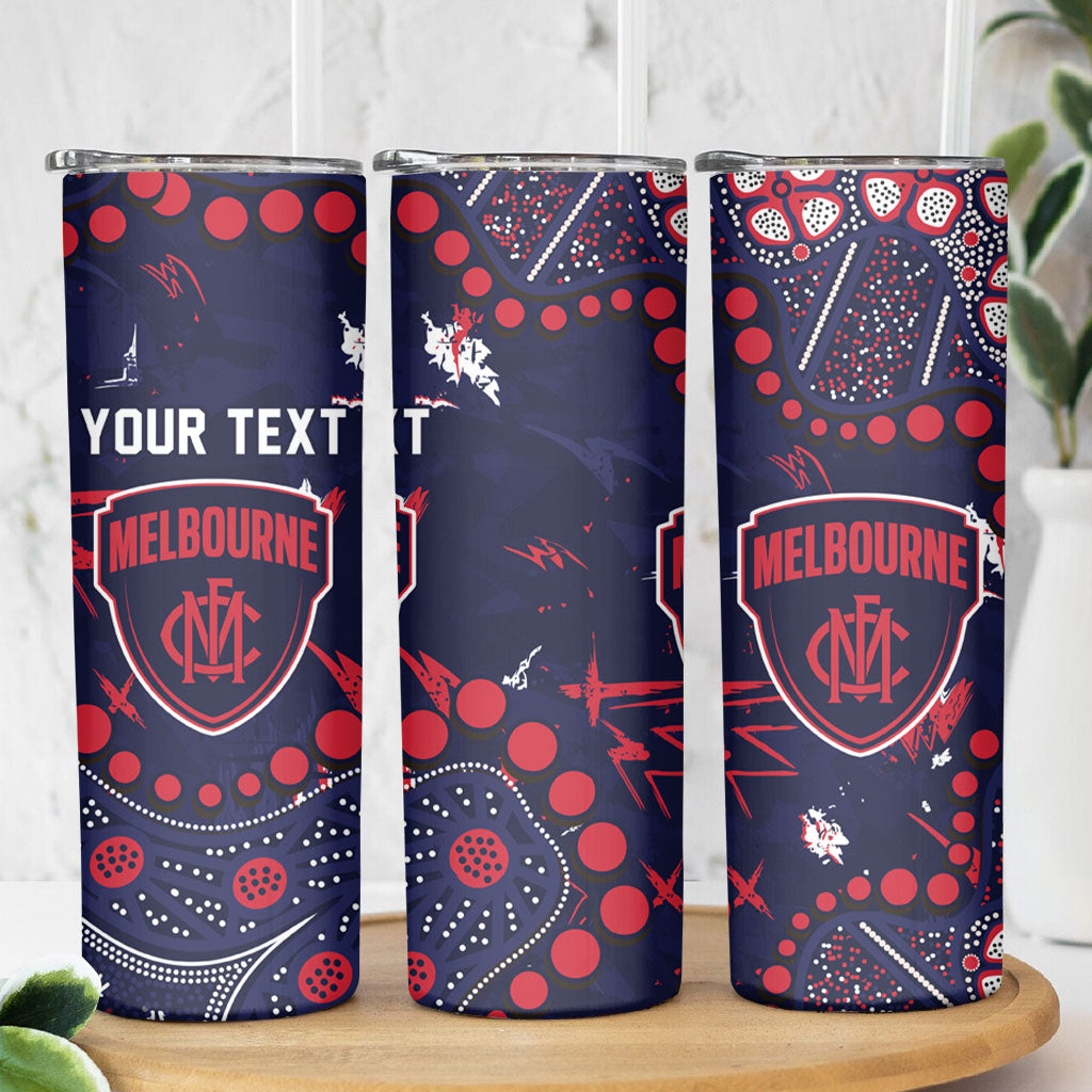 Personalized Melbourne Demons Skinny Tumbler Aboriginal Pattern with Graffiti Style