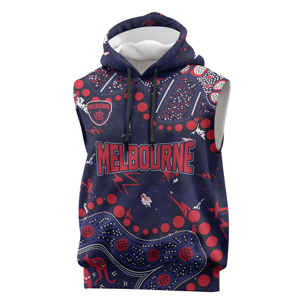 Personalized Melbourne Demons Sleeveless Hoodie Aboriginal Pattern with Graffiti Style