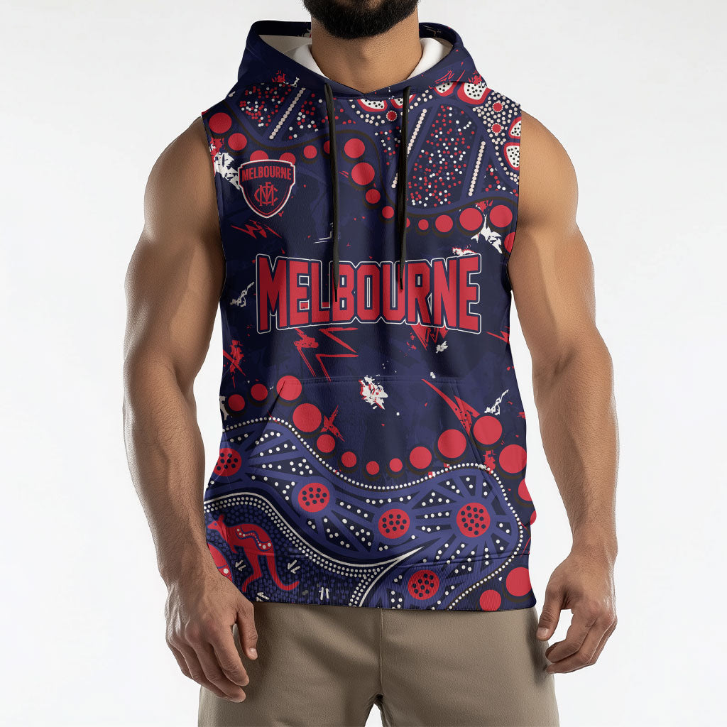 Personalized Melbourne Demons Sleeveless Hoodie Aboriginal Pattern with Graffiti Style