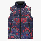 Personalized Melbourne Demons Sleeveless Puffer Jacket Aboriginal Pattern with Graffiti Style